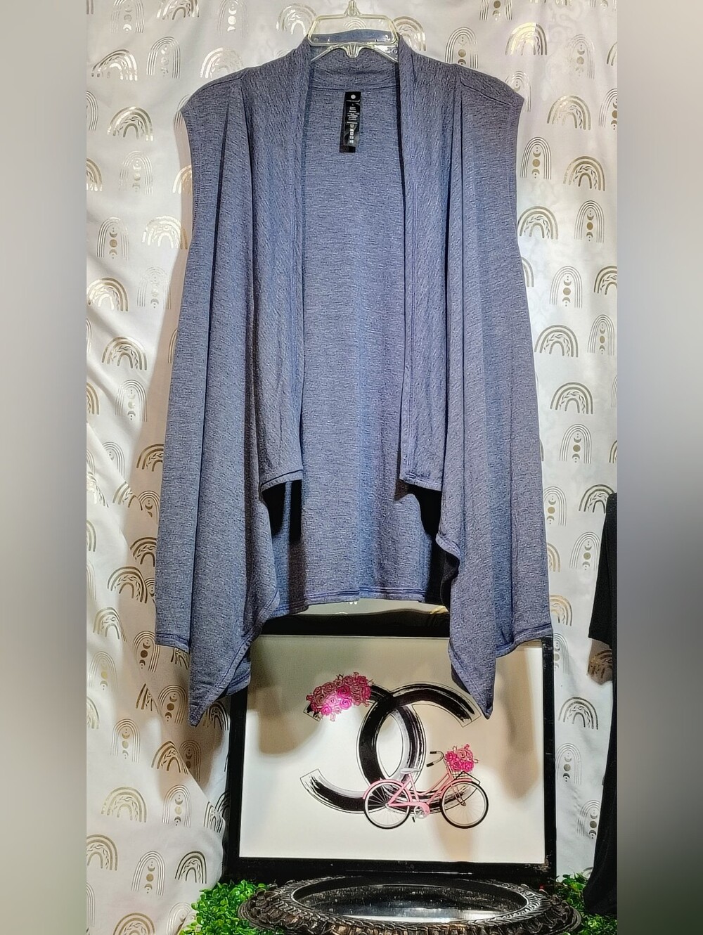 Yogalicious Heathered Slate Blue Open-Front Draped Cardigan